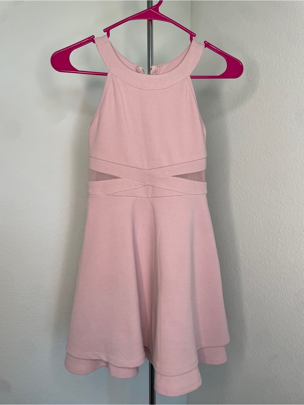 Honey and Rosie Girls Sz 10 Light Pink Halter Party Tiered Dress Wedding Formal